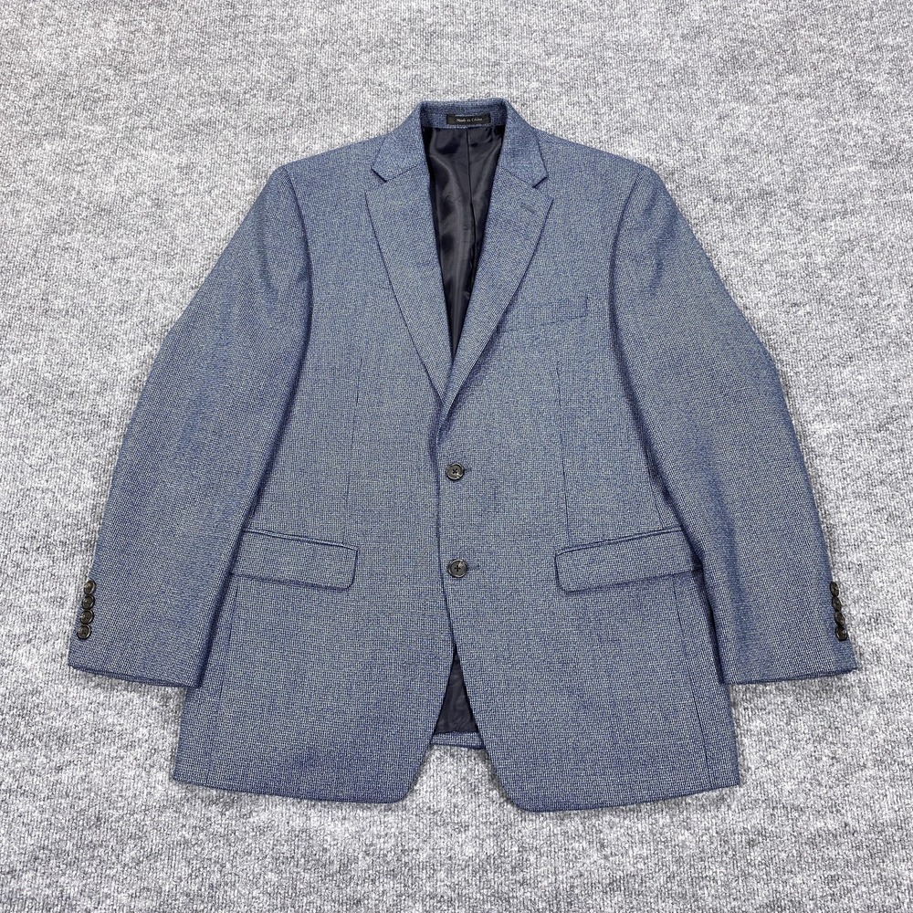 Chaps Blazer Mens 40R Blue Textured Two Button Notch Lapel Sport Coat Poly Rayon
